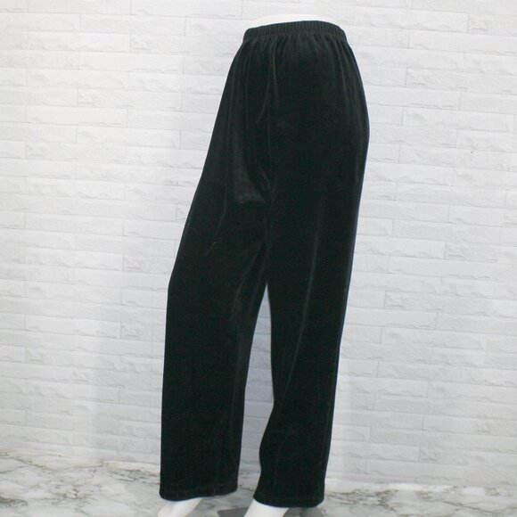 VINTAGE RUSS WOMEN LIZ CLAIBORNE Pants Velour Loungewear Black Plus Size 14W - Picture 1 of 13